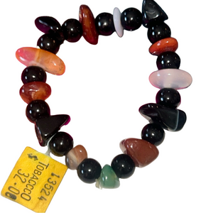 NWT Set of 2 Boho Multicolor Stone Beaded Bracelets Vintage Jade Onyx Tigers Eye